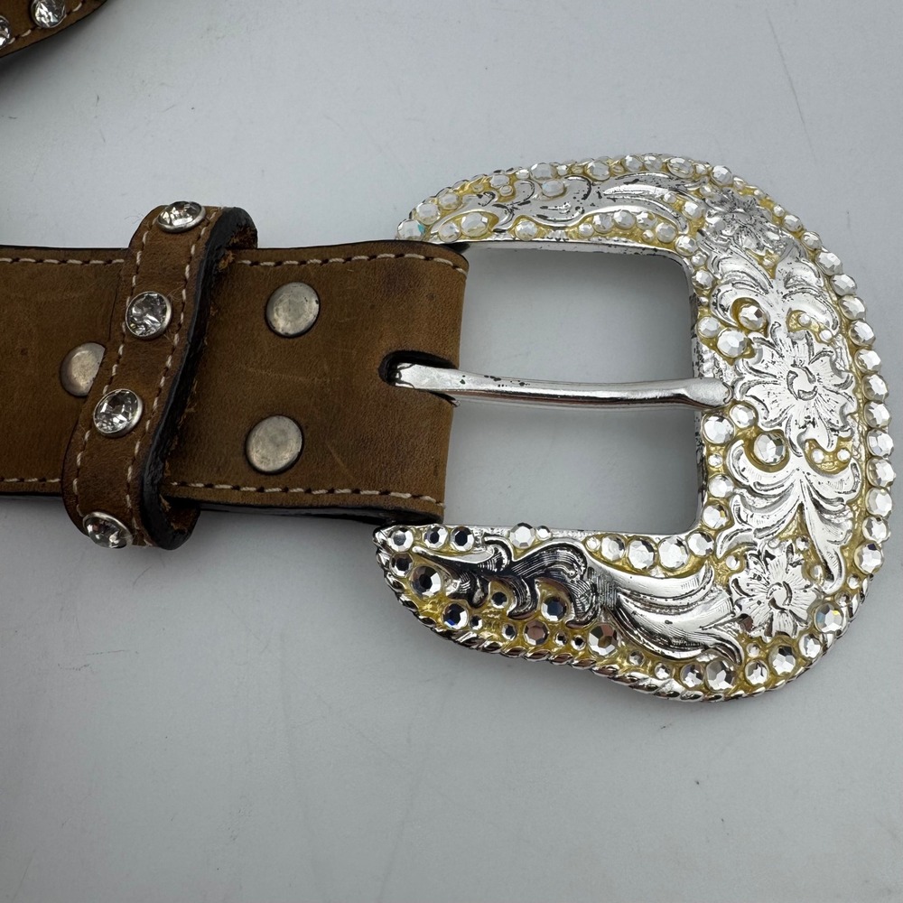 Nocona Belt Co Western Belt Size‎ MEDIUM Brown Rhinestone Studded N3432044